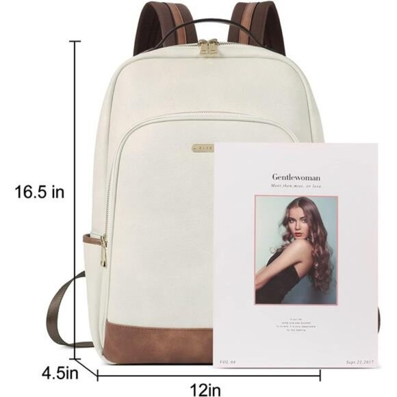 CLUCI Leather Backpack for Women 15.6 inch Laptop Backpack Purse Computer main image 5